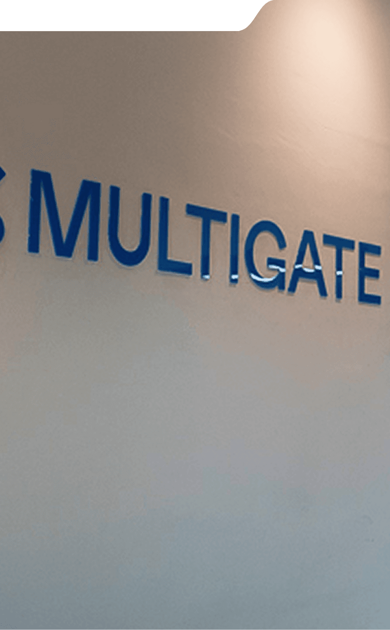 picture of a wall with the multigate logo